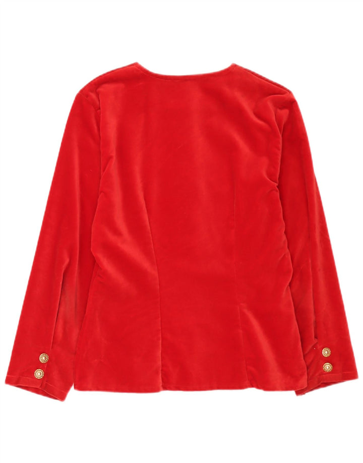 Vintage Damen 5-Knopf-Samt-Blazer-Jacke, UK 10, kleine rote Baumwolle