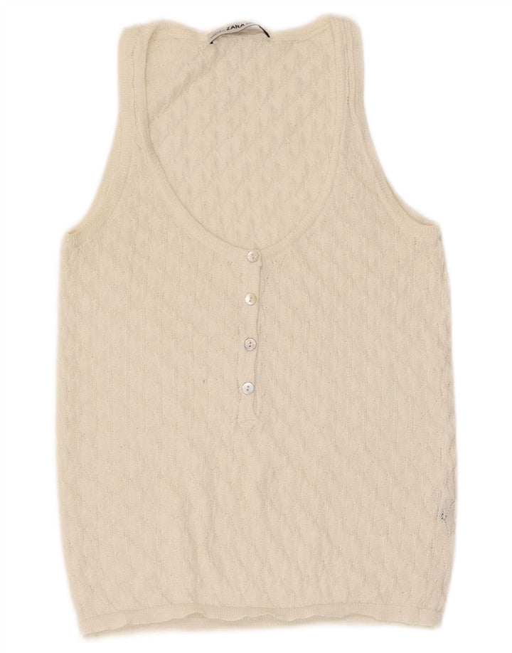 Zara Damen Weste Top UK 8 Small Beige