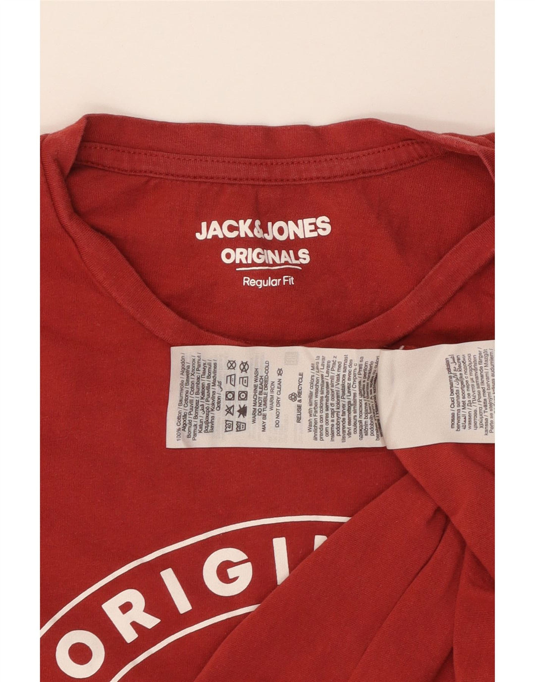 JACK & JONES Herren-T-Shirt mit normaler Passform, mittelroter Baumwolle