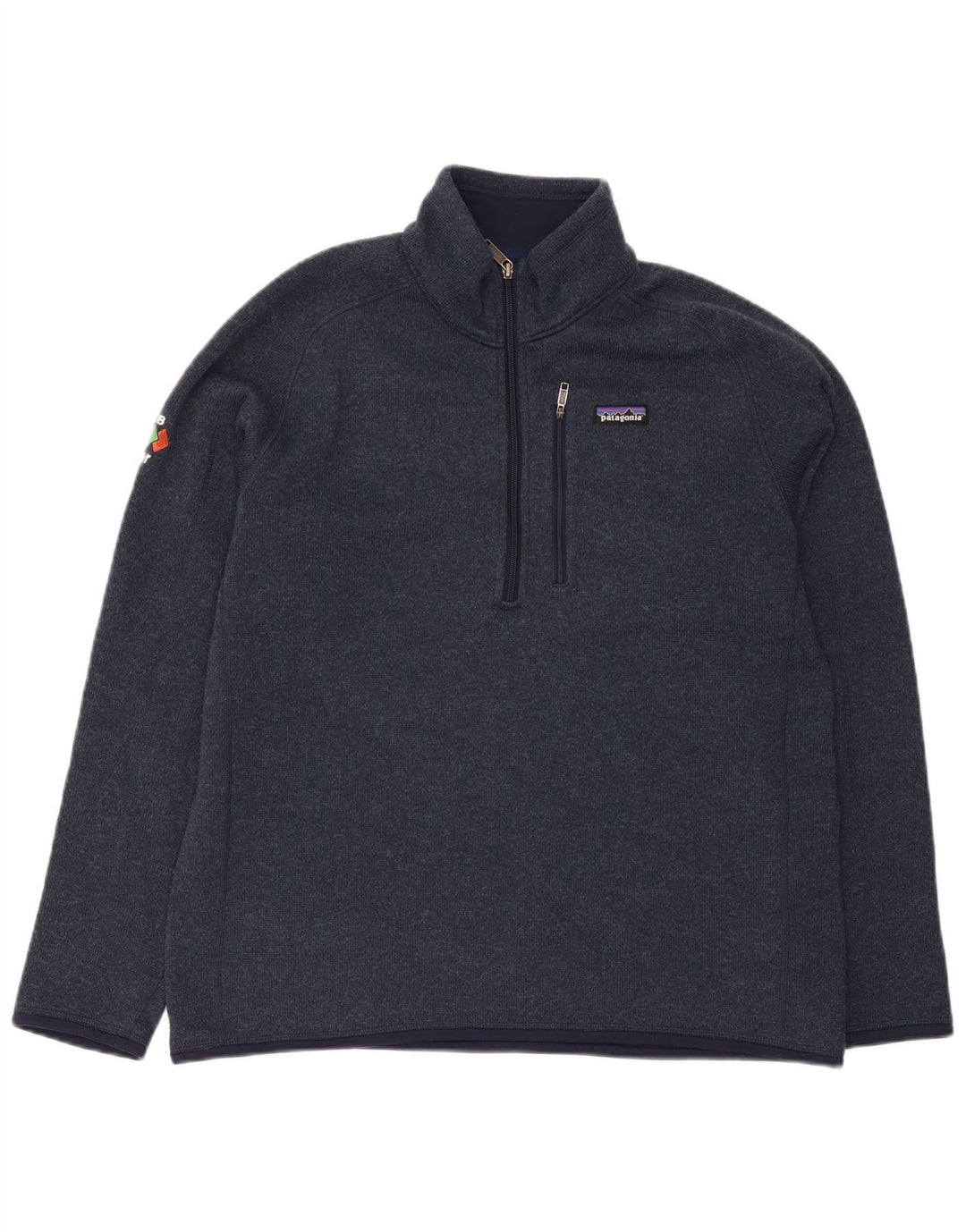 Patagonia Herren-Sweatshirt mit Reißverschluss am Hals, groß, marineblaues Polyester