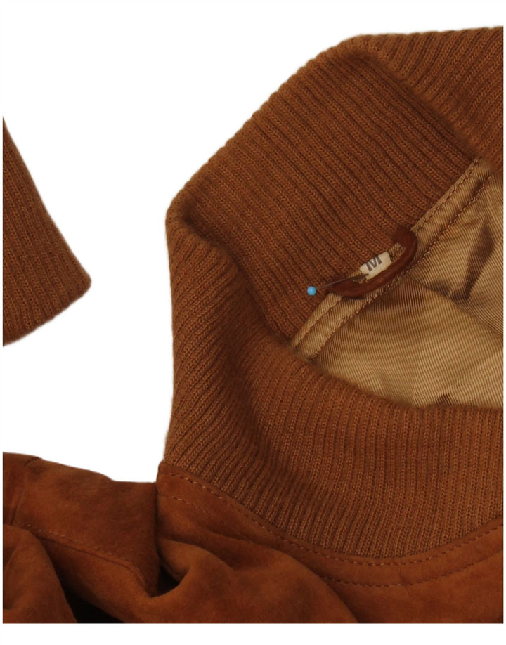 VINTAGE Herren Wildleder Bomberjacke UK 38 Mittelbraun