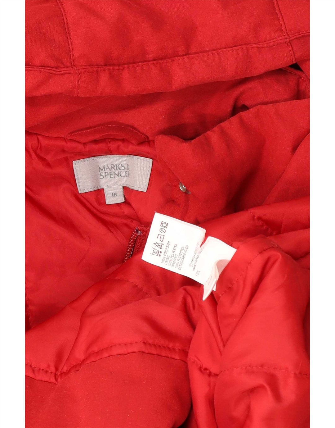 Marks & Spencer Damen-Windbreakerjacke mit Kapuze, UK 18, XL, Rot, Polyester