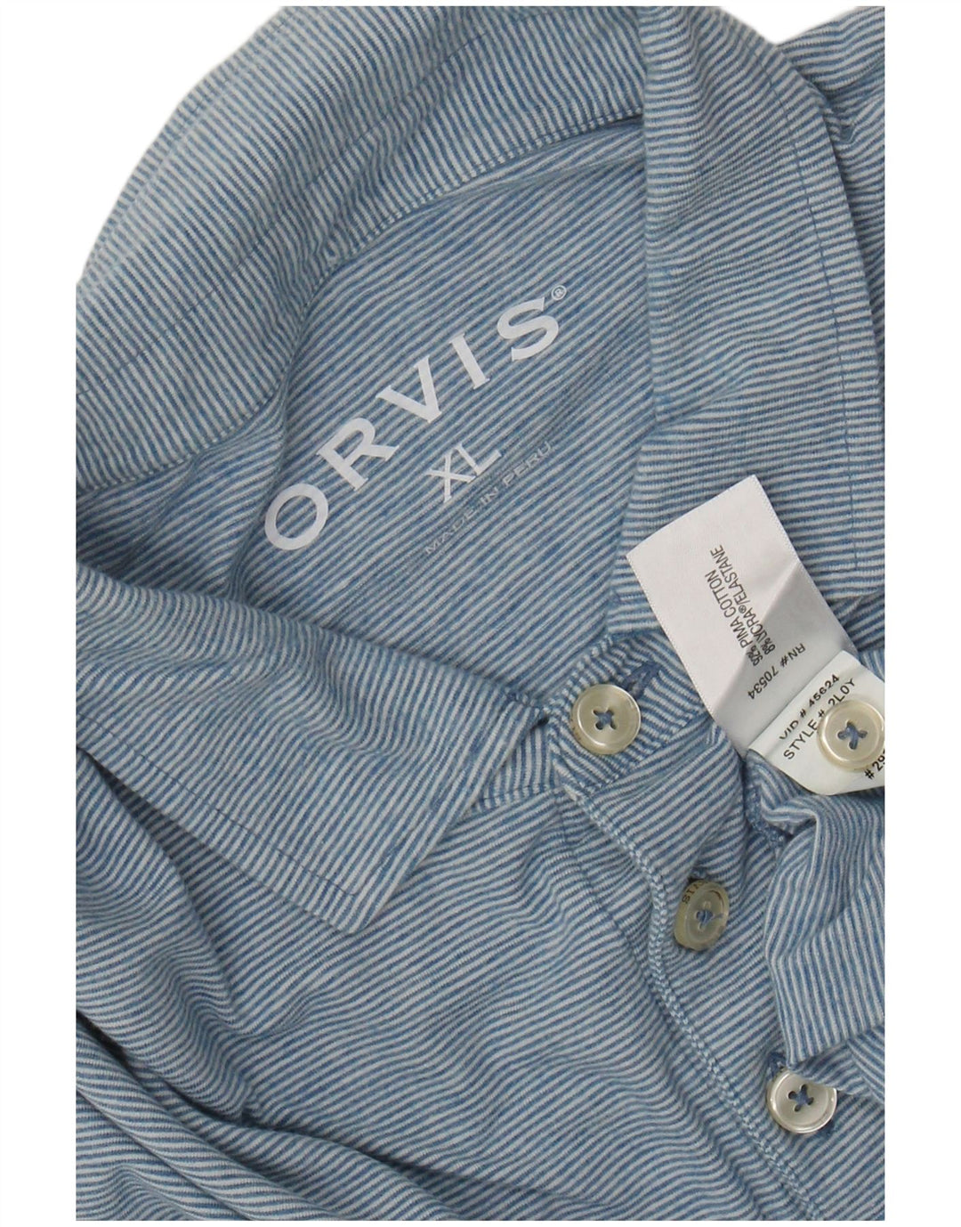 ORVIS Herren-Poloshirt XL, blaue Nadelstreifen-Baumwolle