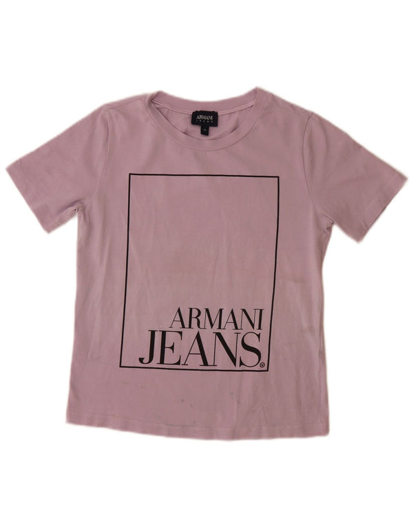 ARMANI JEANS Damen Grafik T-Shirt Top EU 36 Small Lila