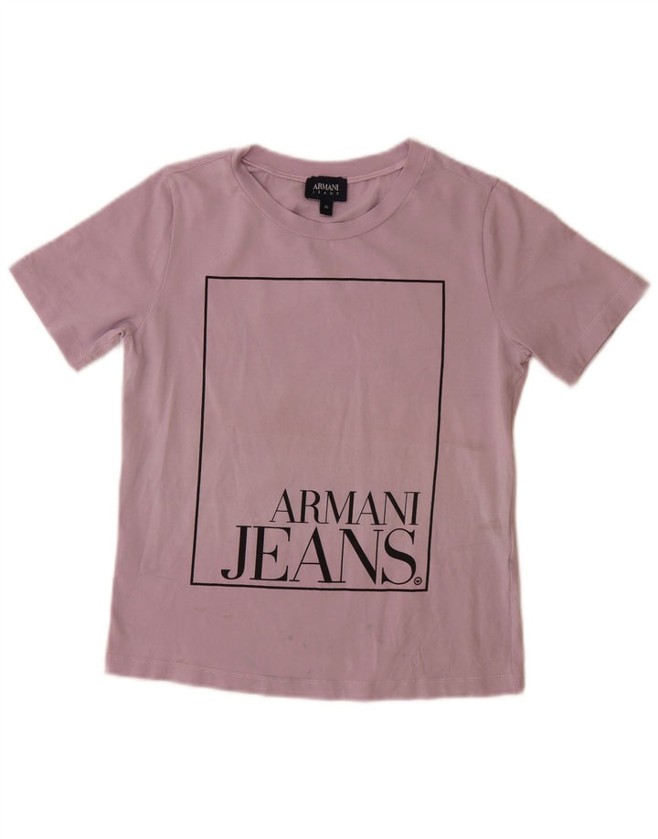ARMANI JEANS Damen Grafik T-Shirt Top EU 36 Small Lila