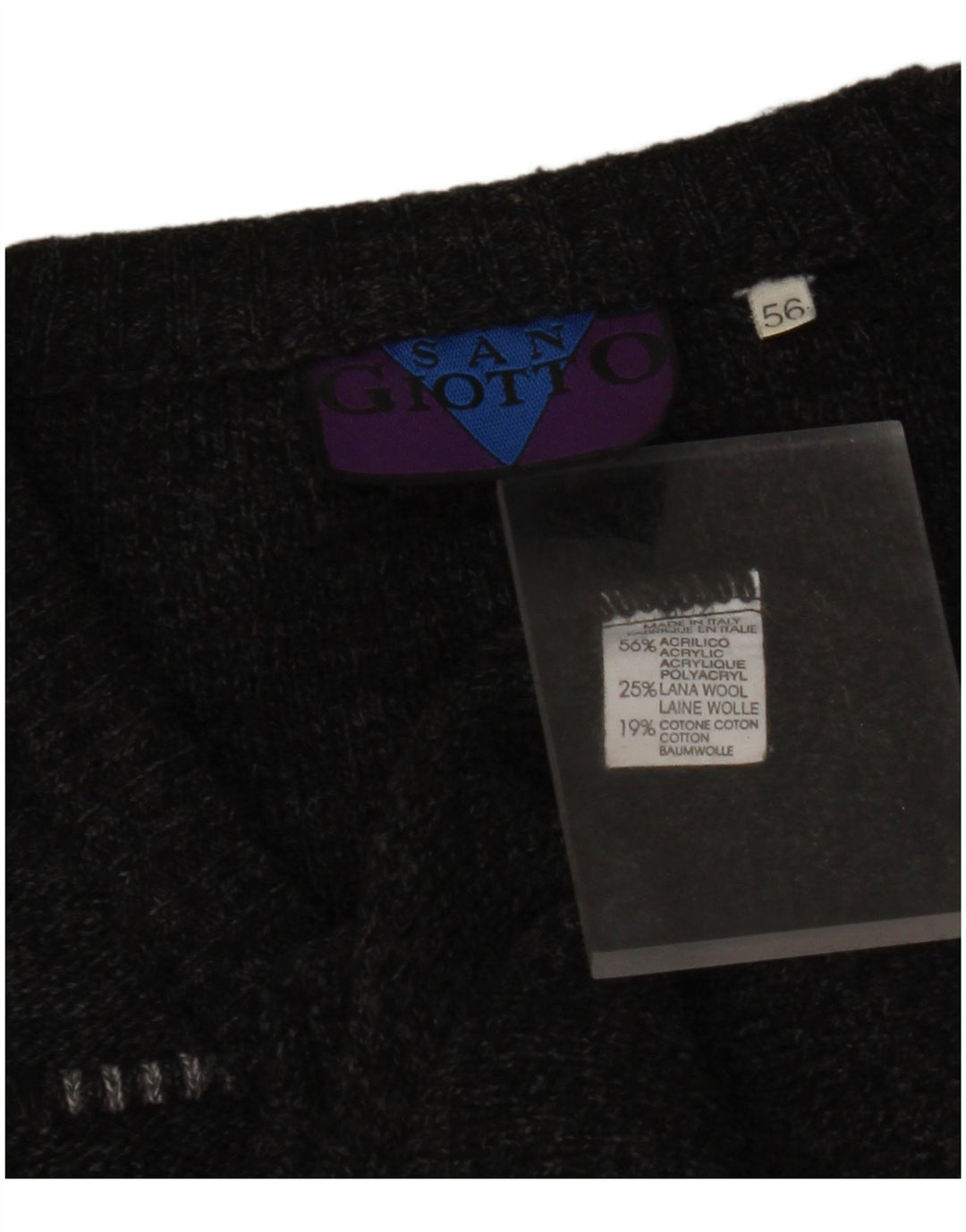 VINTAGE Herren Pullover mit V-Ausschnitt IT 56 XL Graues Acryl