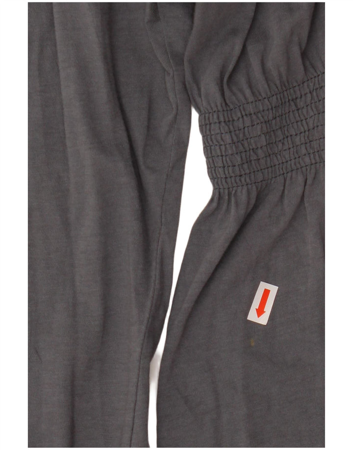 ZARA Damen Trafaluc 3/4-Ärmel-Blusenoberteil UK 12 Mittelgraue Baumwolle