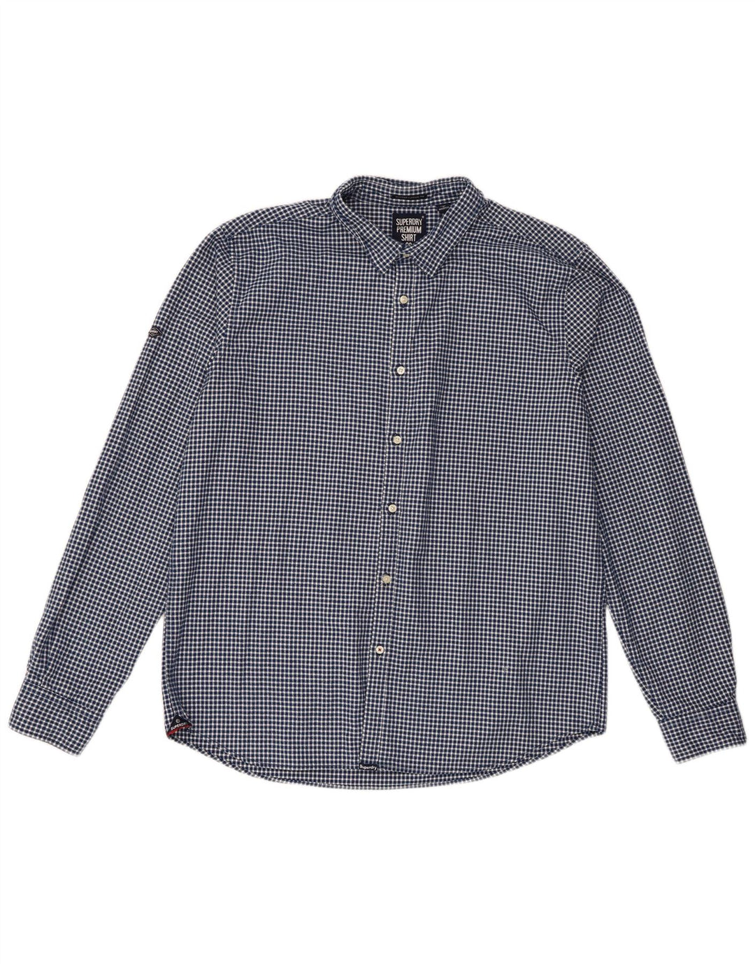 Superdry Herren Flanellhemd 3XL Marineblau Gingham Classic