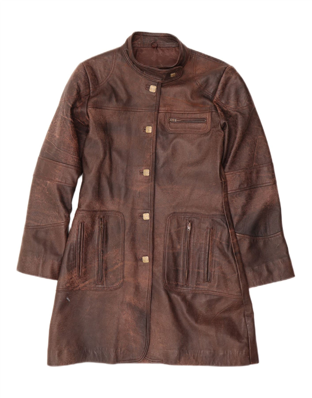 Vintage Damen Ledermantel UK 14 Mittelbraunes Leder