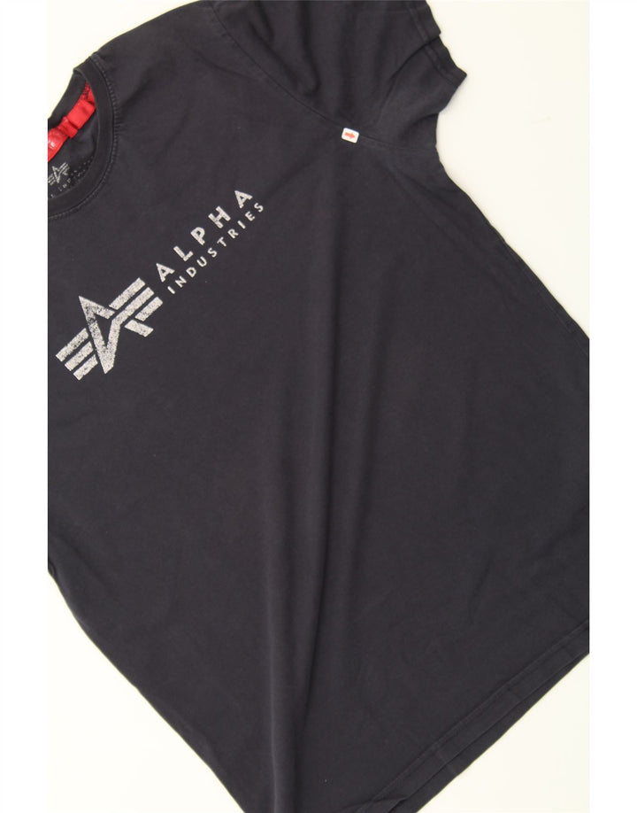 ALPHA INDUSTRIES Mens Graphic T-Shirt Top Small Black Cotton Vintage Alpha Industries and Second-Hand Alpha Industries from Messina Hembry 