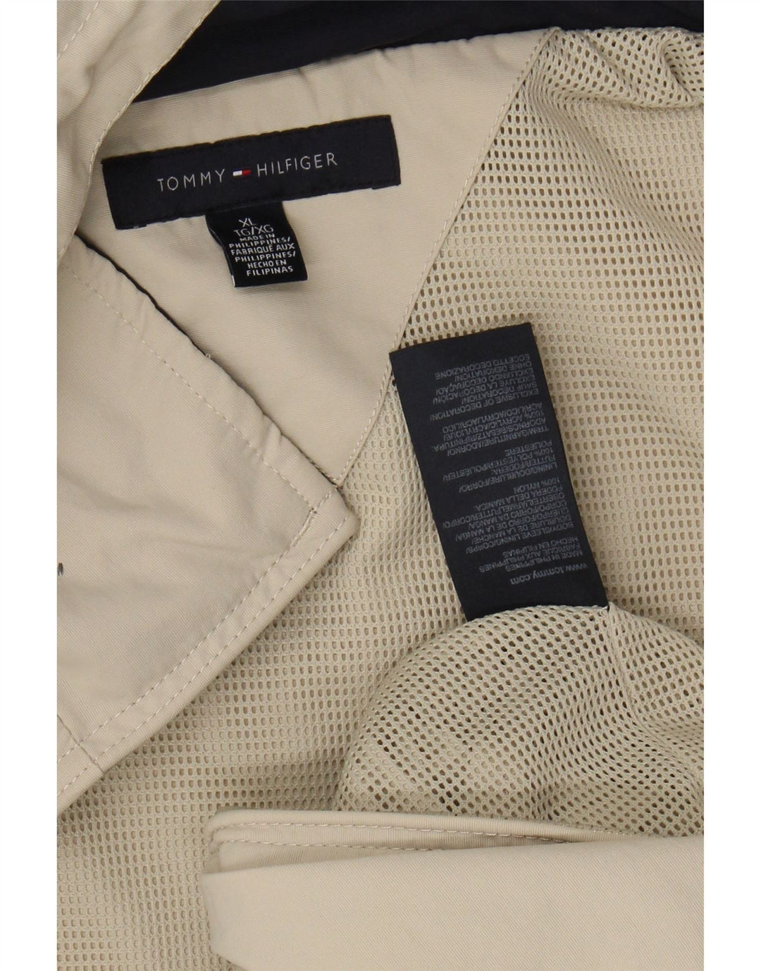 Tommy Hilfiger Herren Bomberjacke mit Kapuze UK 42 XL Beige Nylon