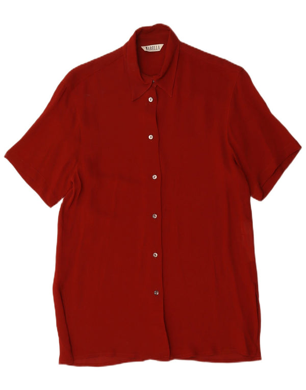 Marella Damen Longline Loose Fit Kurzarmhemd UK 10 Small Rot