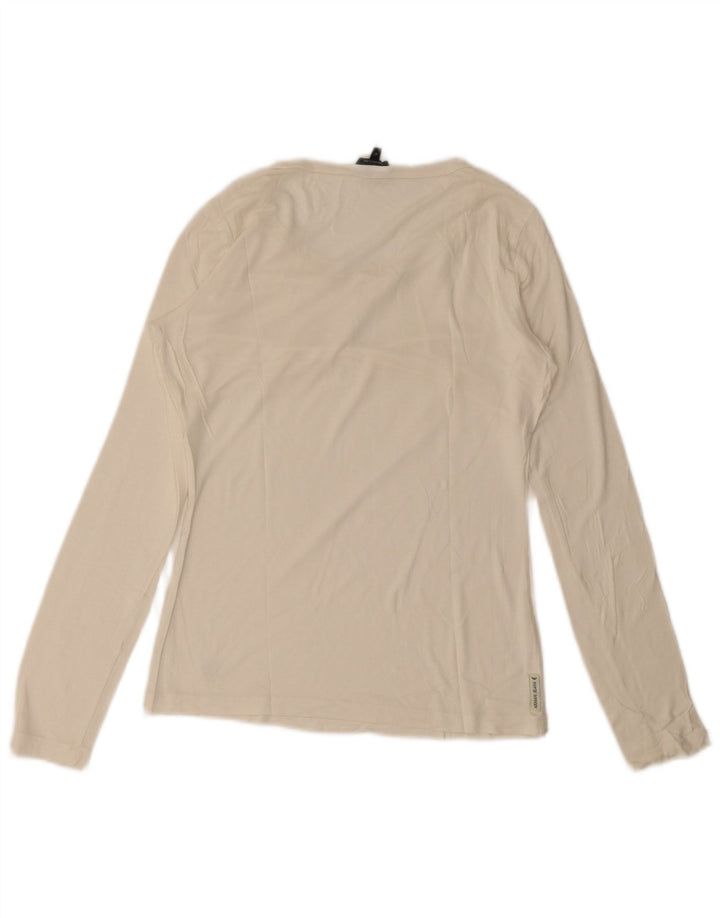 Armani Jeans Damen Top Langarm IT 42 Mittelweiß