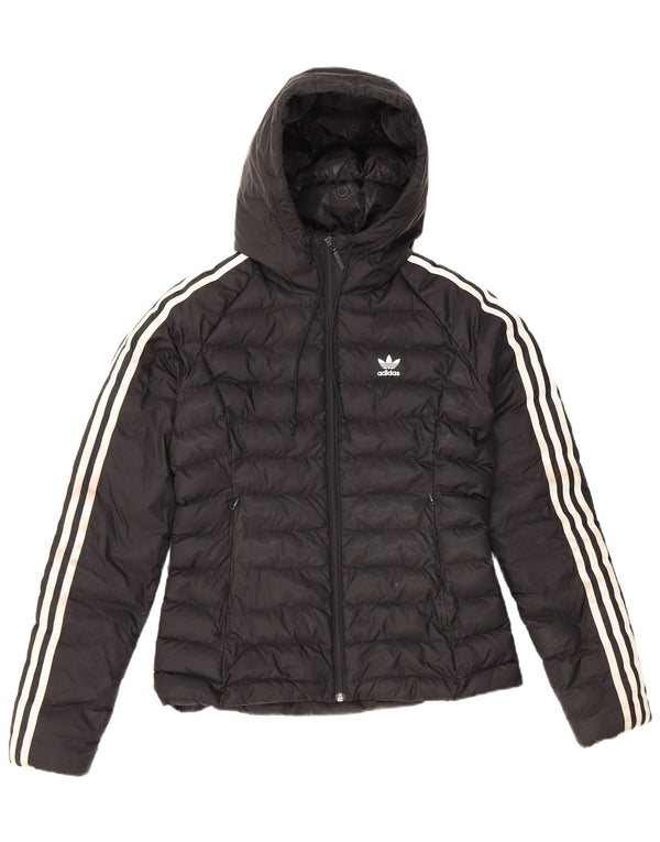 Adidas Damen Kapuzenjacke gepolstert UK 8 Small Schwarz Nylon