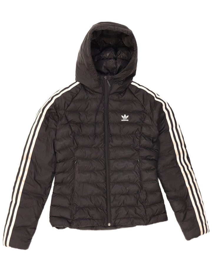 Adidas Damen Kapuzenjacke gepolstert UK 8 Small Schwarz Nylon