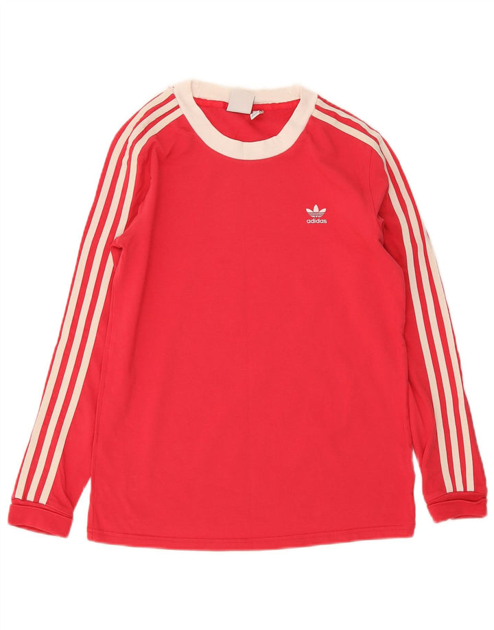 Adidas Damen Top Langarm UK 10 Small Rot Colourblock