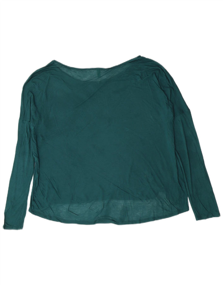 BENETTON Damen Durchsichtiges Top Langarm UK 18 XL Grün