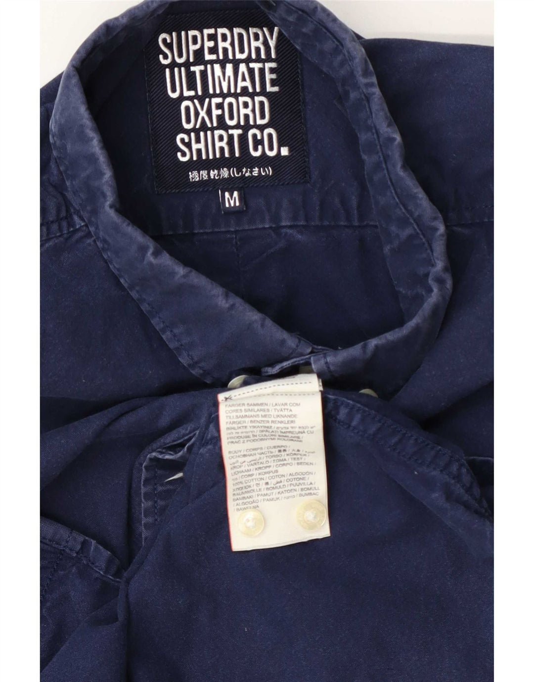 Superdry Herren-Hemd mit moderner klassischer Passform, mittelmarineblaue Baumwolle