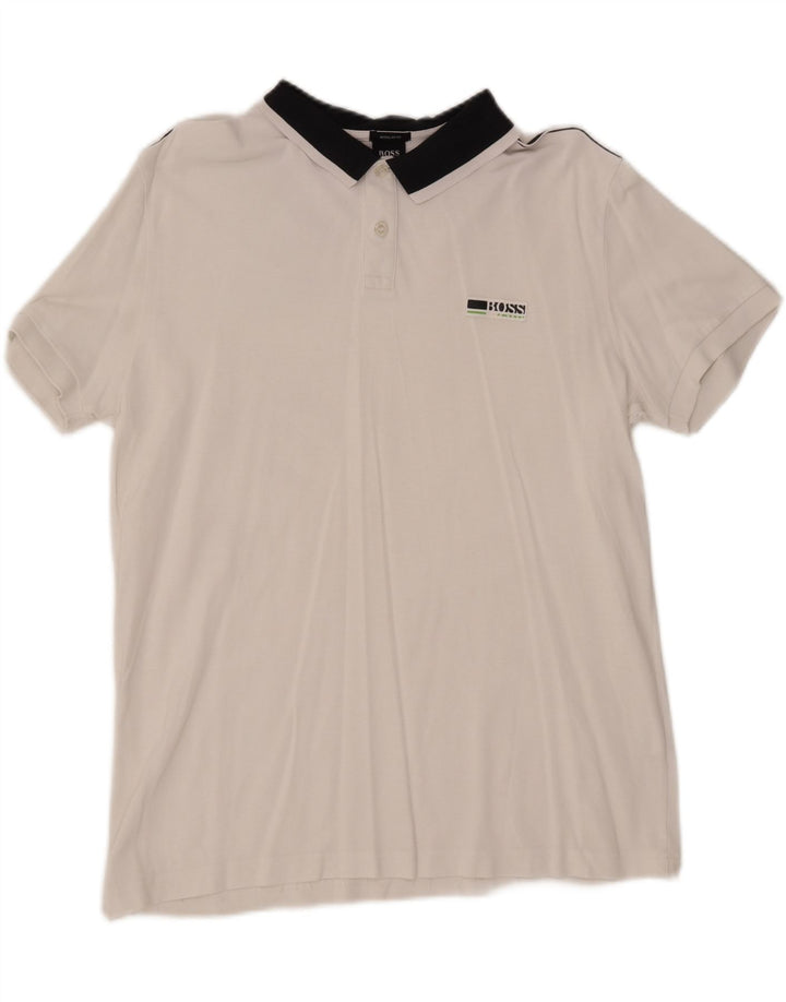 HUGO BOSS Herren Poloshirt mit normaler Passform, Größe L, Weiß