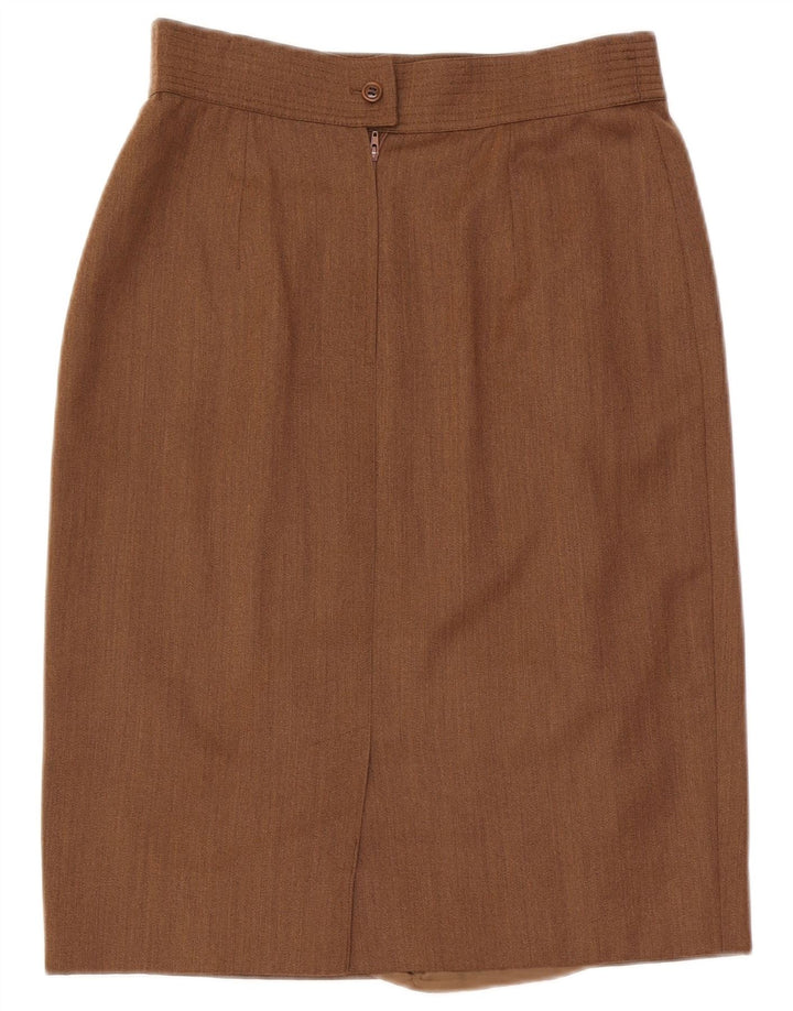 Max Mara Damen Bleistiftrock UK 16 Large W32 Braune Wolle