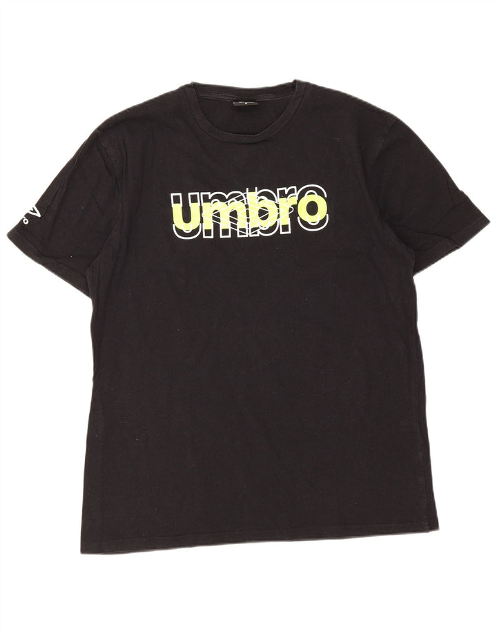 Umbro Herren Grafik-T-Shirt-Oberteil aus mittelschwarzer Baumwolle