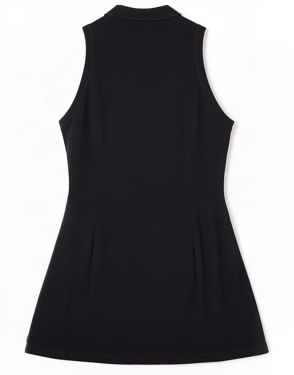 Sergio Tacchini Damen ärmelloses Hemdkleid IT 42 Mittelmarineblaue Baumwolle