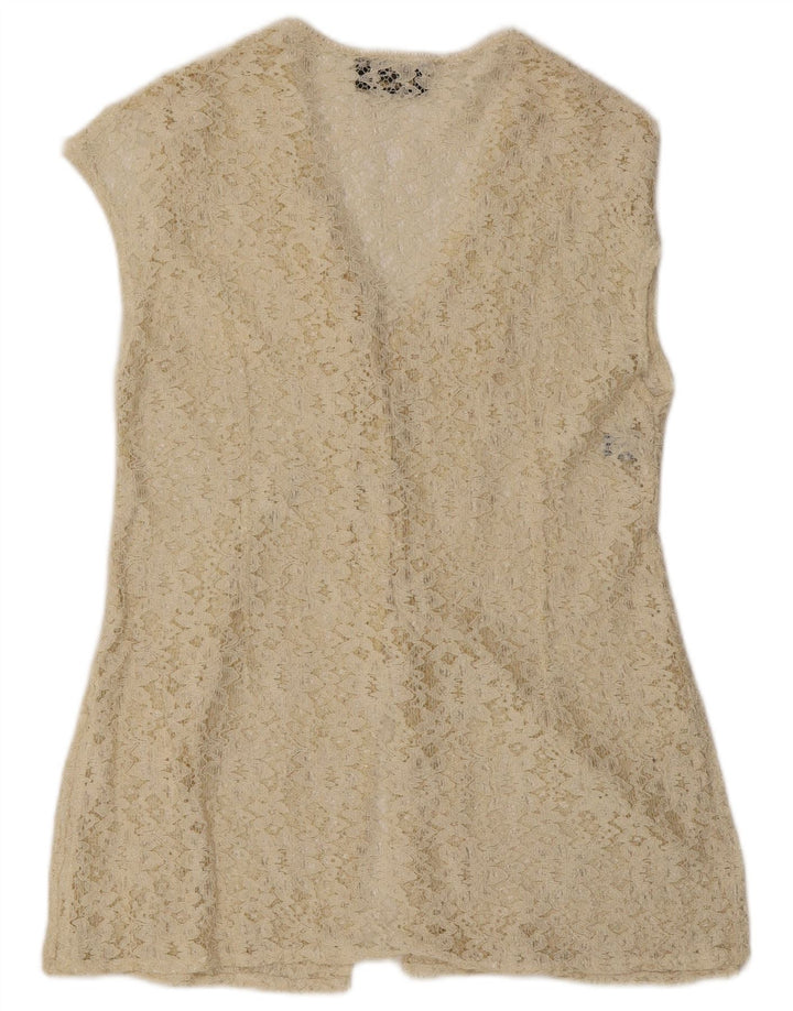 LA SIRENETTA Damen ärmellose Hemdbluse UK 14 Mittelweiße Viskose