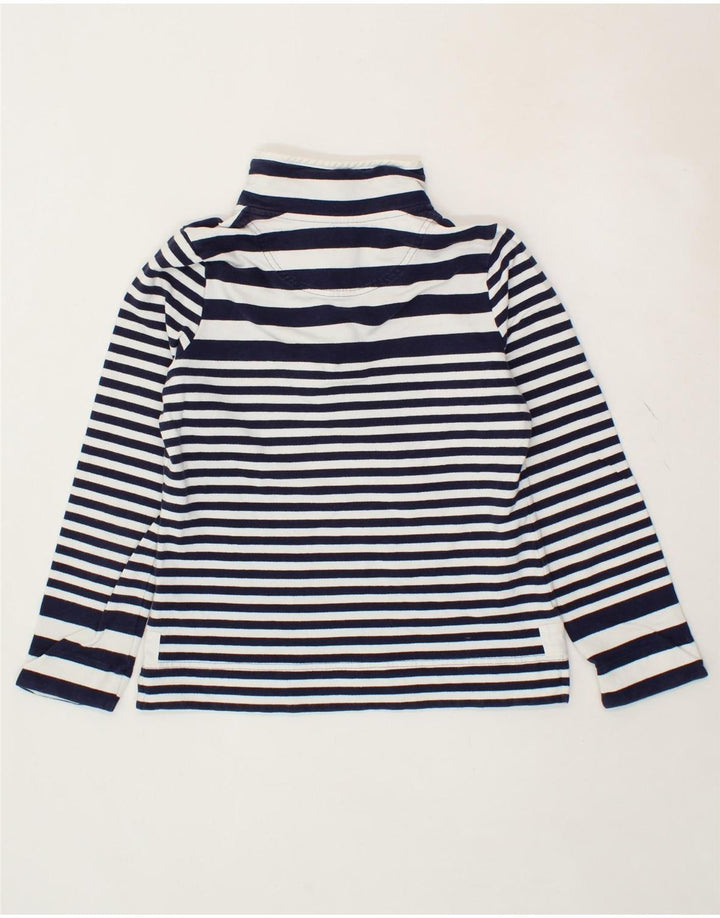JOULES Womens Button Neck Sweatshirt Jumper UK 10 Small Navy Blue Striped Vintage Joules and Second-Hand Joules from Messina Hembry 