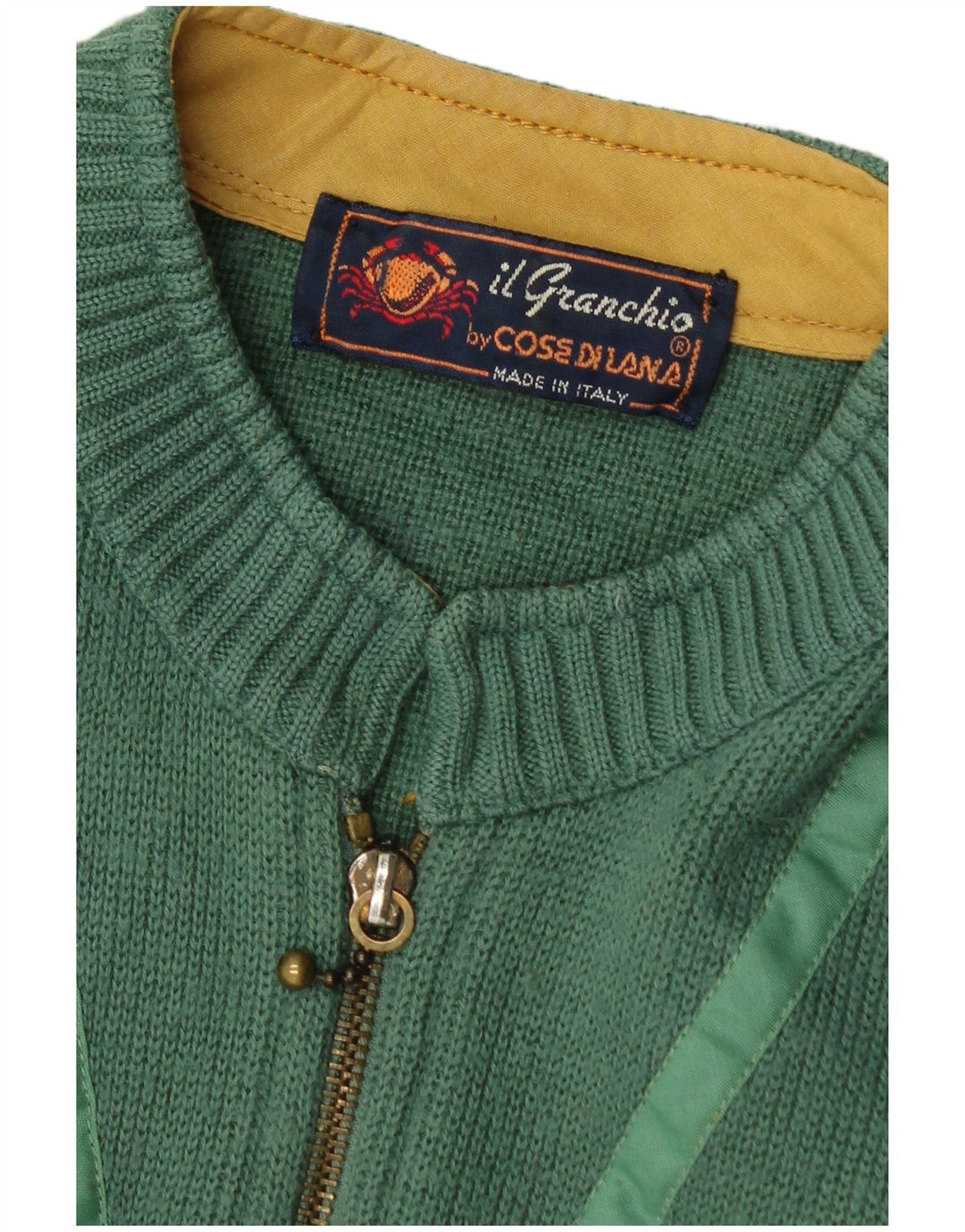 Il Granchio Herren-Cardigan mit durchgehendem Reißverschluss in Mittelgrün