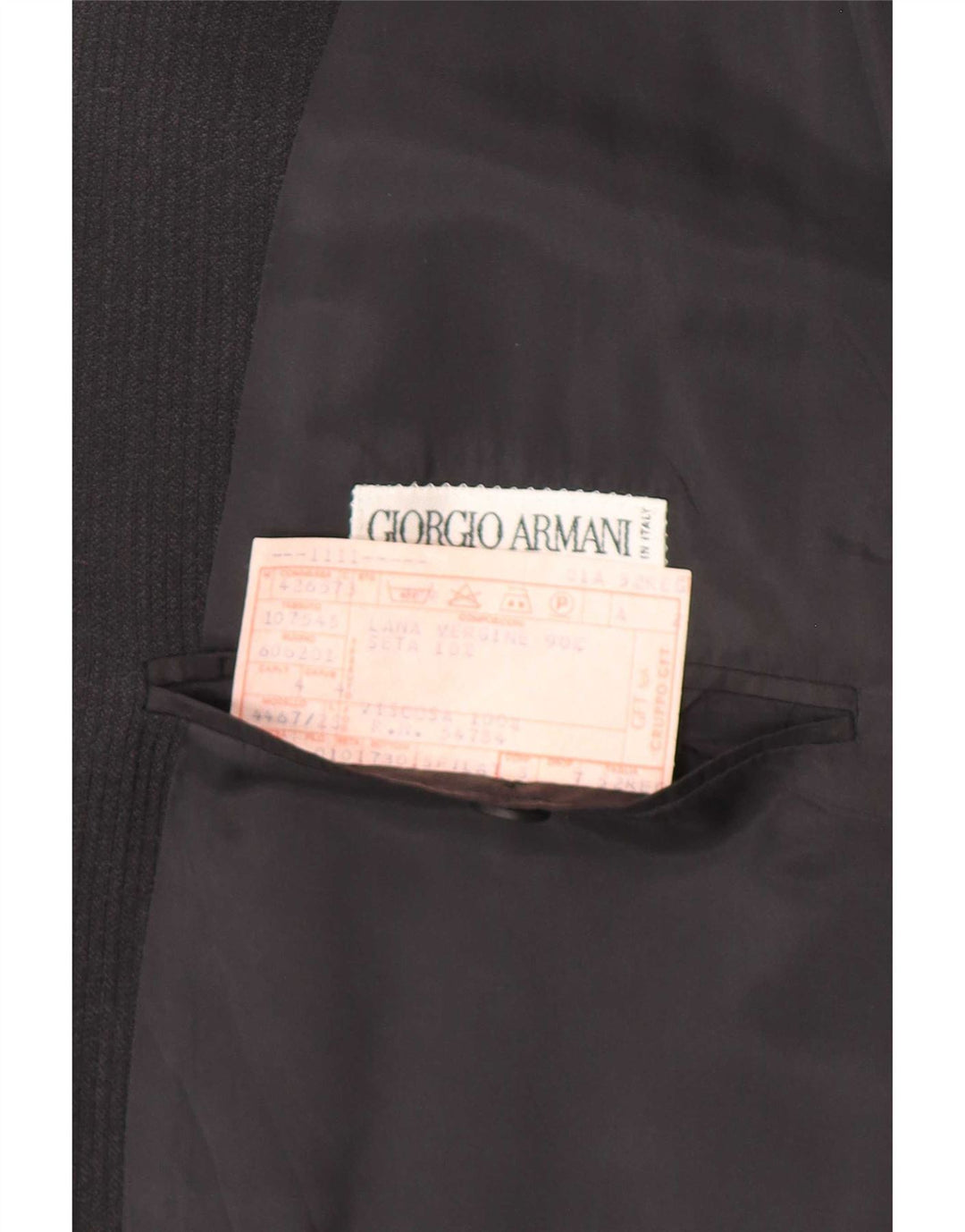 Giorgio Armani Herren 2-Knopf-Blazerjacke IT 52 XL Schwarzer Nadelstreifen