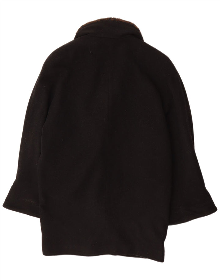 FIRST AVENUE Womens Double Breasted Coat UK 14 Large Black New Wool