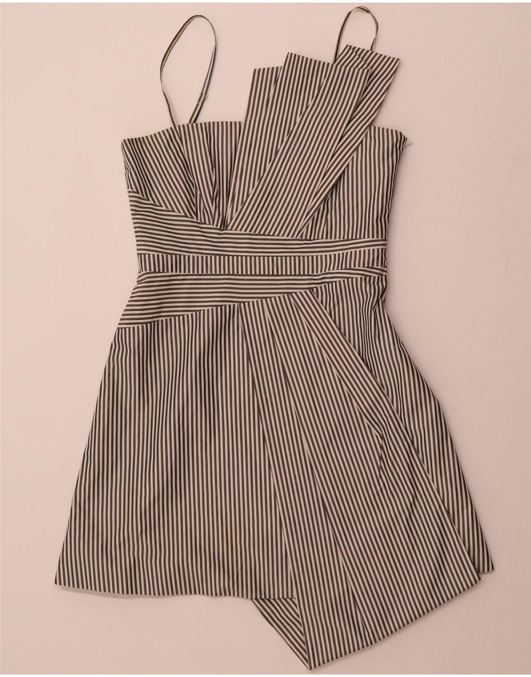 KAREN MILLEN Damen Asymmetrisches A-Linien-Kleid UK 12 Medium Schwarz gestreift