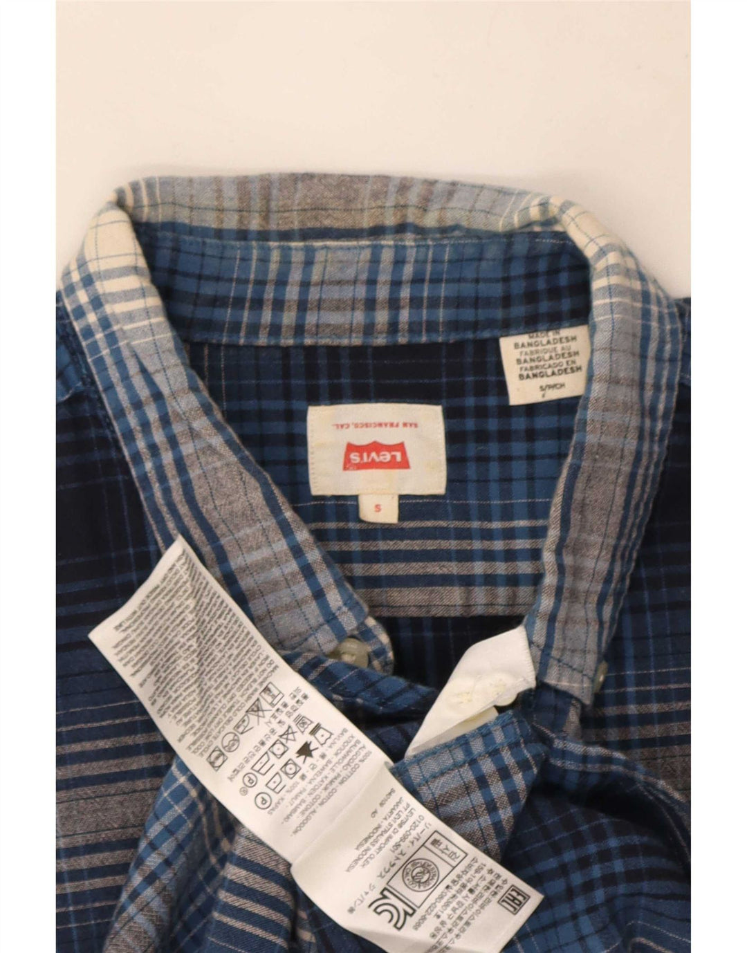 Levi's Herren-Kurzarmhemd, klein, blau kariert, Baumwolle