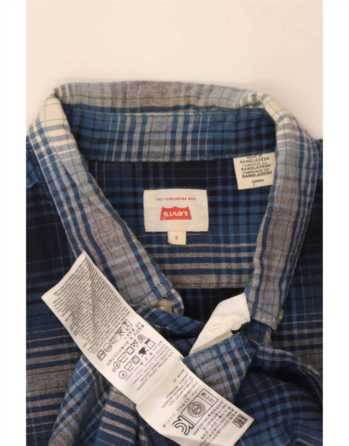 Levi's Herren-Kurzarmhemd, klein, blau kariert, Baumwolle