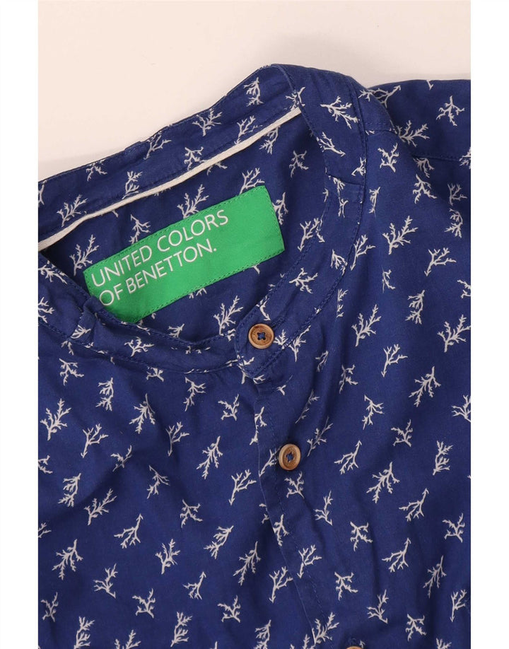 Benetton Herrenhemd XS Blau geblümt