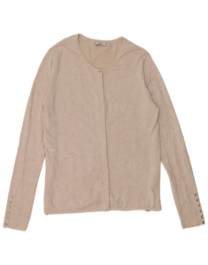 Zara Damen-Cardigan-Pullover UK 14 Large Beige Viskose