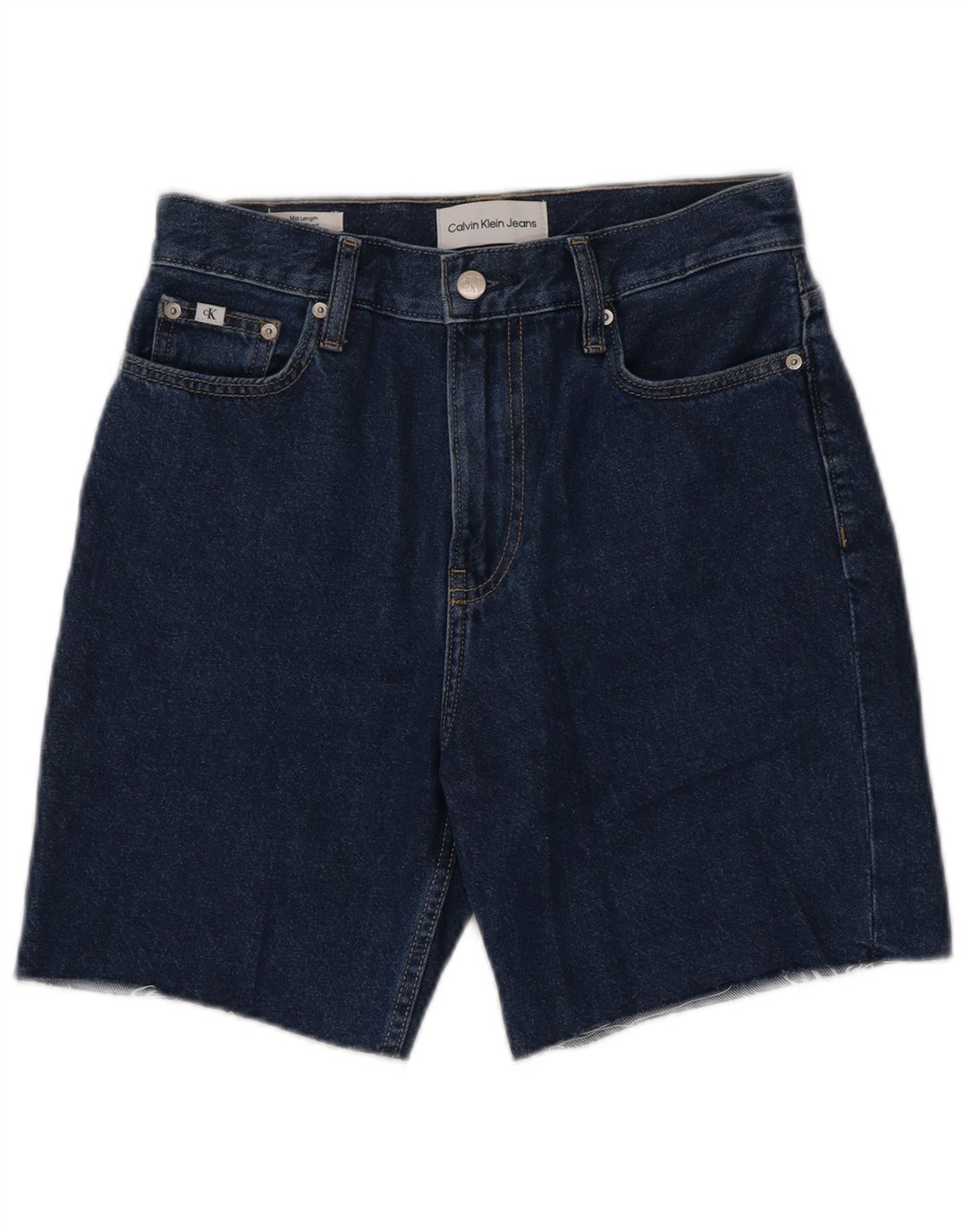 CALVIN KLEIN Damen Mid Rise Denim Shorts W27 Mittelblaue Baumwolle