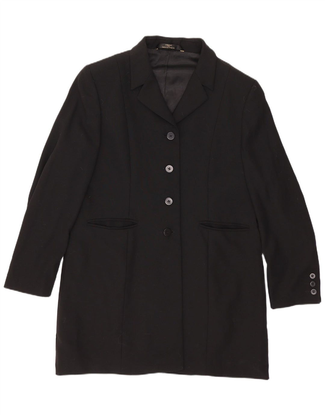 Marks & Spencer Damen Mantel UK 16 Large Schwarz Schurwolle