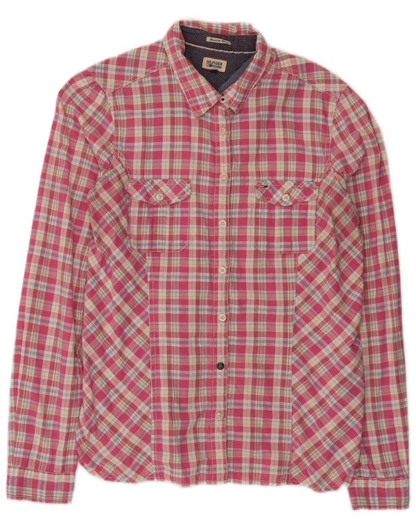 Tommy Hilfiger Damenhemd UK 18 XL rosa kariert Baumwolle