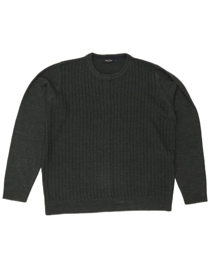 JAMES PRINGLE Herren-Pullover mit Rundhalsausschnitt, groß, grünes Acryl