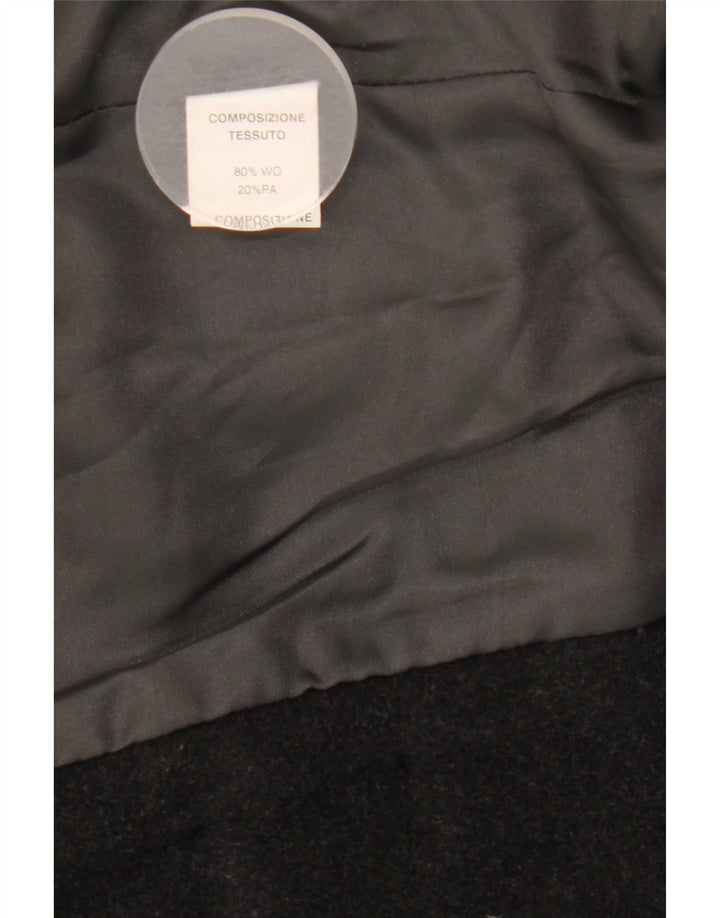 Vintage Damen Zweireihiger Mantel IT 42 Mittelgraue Wolle