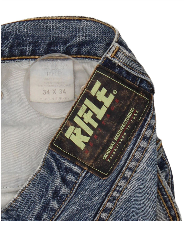 Rifle Herren Straight Jeans W34 L34 Blaue Baumwolle