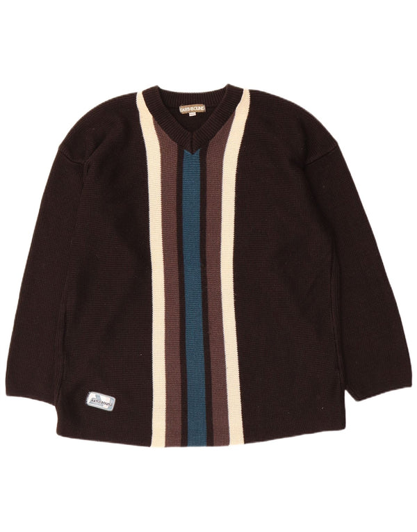 Earthbound Herren-Pullover mit V-Ausschnitt, 2XL, Schwarz, Farbblock