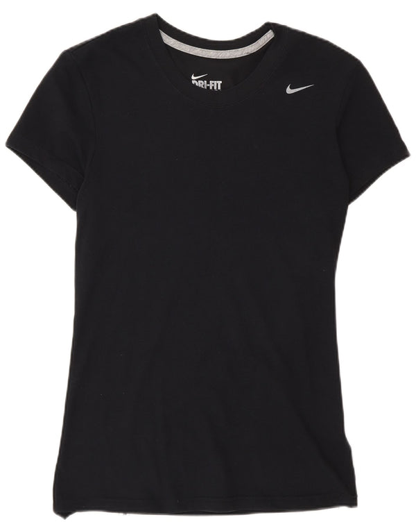 Nike Damen Dri Fit T-Shirt Top UK 8/10 Small Schwarz Baumwolle