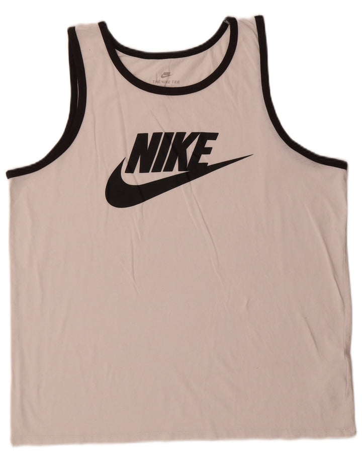 Nike Herren-Weste mit sportlichem Schnitt und Grafik, Größe L, aus weißem Polyester