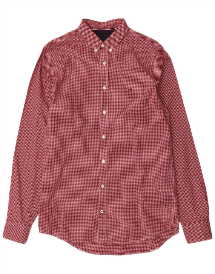 TOMMY HILFIGER Herren Slim Fit Hemd Mittelrote Hahnentritt-Baumwolle