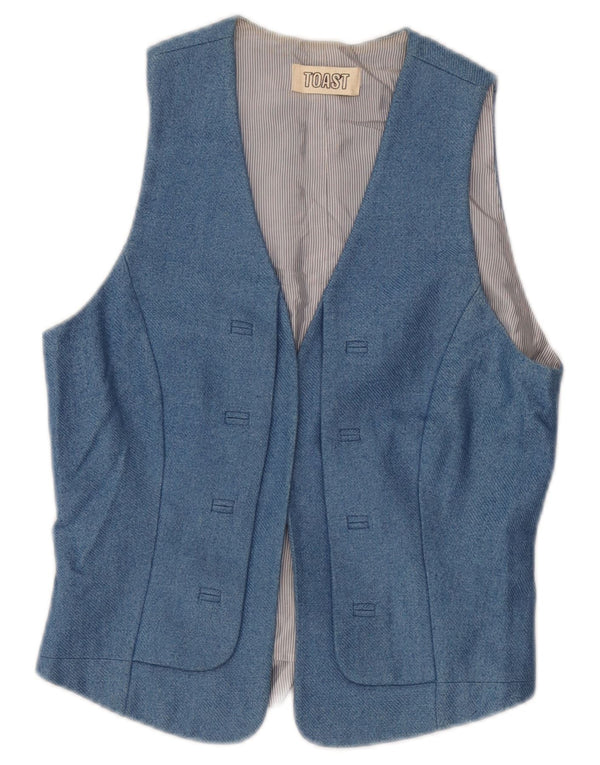 Toast Damen OPEN Weste UK 6 XS Blaue Baumwolle