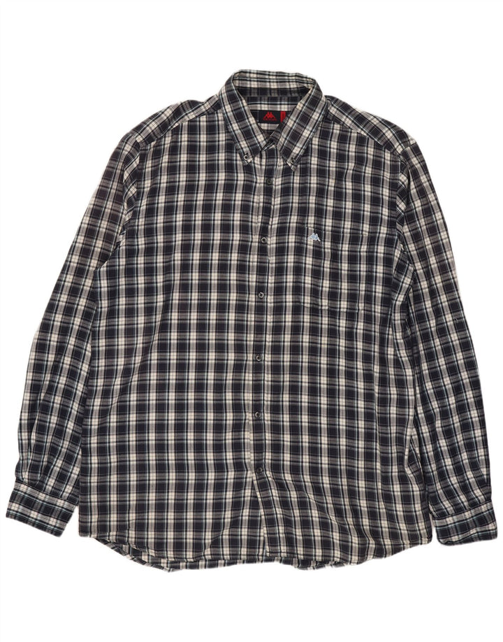 Kappa Herren Flanellhemd 2XL Marineblau kariert Baumwolle