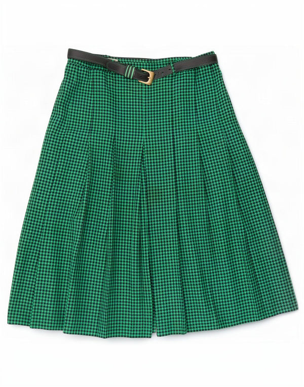 Libra Womens Knife Faltenrock UK 20 2XL W36 Grün Gingham Polyester