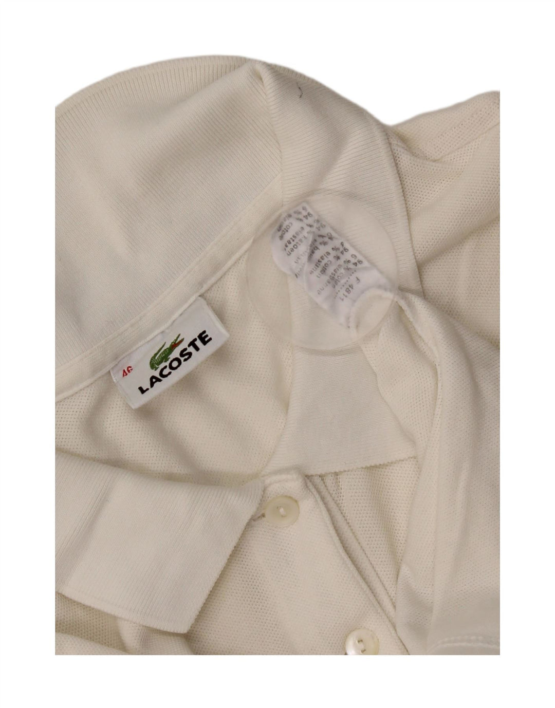Lacoste Damen Poloshirt Größe 46 XL Weiße Baumwolle